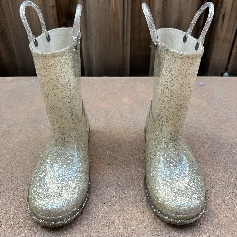 EUC glitter silver Western Chief rain boots
